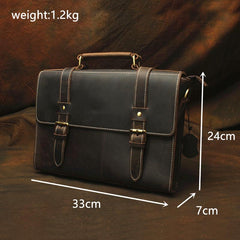 Vintage Mens Leather 13inch Laptop Briefcase Bag Business Bag Shoulder Bags For Men - imessengerbags
