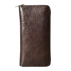 Genuine Leather Mens Cool Long Leather Phone Wallet Zipper Clutch Wallet for Men - imessengerbags