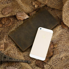 Slim Vintage MENS Leather Bifold Wallet Long and Small Wallet billfold Wallet for MEN - imessengerbags