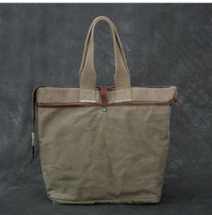 Washed Canvas Leather Mens 15'' Army Green Tote Bag Handbag Tote Bag Light Coffee Shoulder Bag Tote Purse For Men - imessengerbags