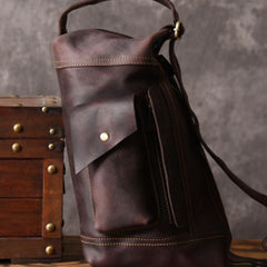 Genuine Leather Mens Cool Chest Bag Sling Bag Crossbody Bag Travel Bag Hiking Bag for men