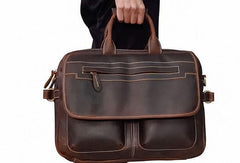 Vintage Cool Leather Briefcase Handbag Business Briefecases Shoulder Bag for men