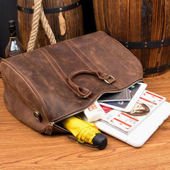 Cool Brown Leather 16 inches Black Shoulder Weekender Bag Travel Bags Duffle luggage Bag for Men