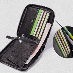 Genuine Leather Mens Cool Long Leather Wallet Zipper Clutch Wallet for Men