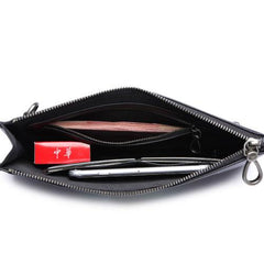Handmade Leather Mens Clutch Parrots Cool Slim Wallet Zipper Clutch Wristlet Wallet for Men