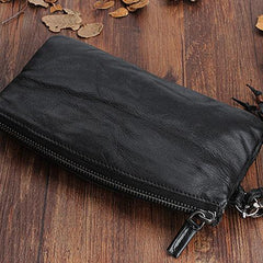 Handmade Mens Cool Long Leather Chain Wallet Cards Biker Trucker Wristlet Wallet - imessengerbags