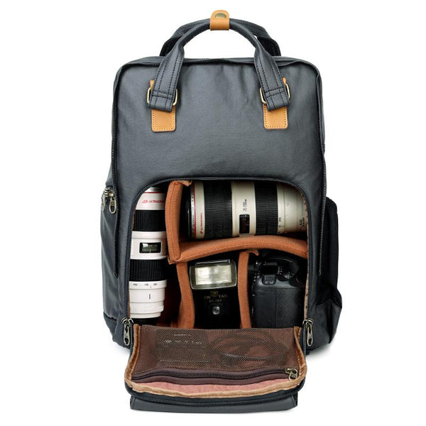 CANVAS WATERPROOF MENS 15'' CANON CAMERA BACKPACK LARGE NIKON CAMERA BAG DSLR CAMERA BAG FOR MEN - imessengerbags