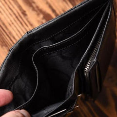 Handmade Mens Cool billfold Leather Wallet Men Small Slim Wallets Bifold for Men - imessengerbags