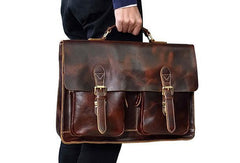 VINTAGE LEATHER MENS Large BRIEFCASEs BUSINESS BRIEFCASE Cool SHOULDER BAG HANDBAGS FOR MEN - imessengerbags