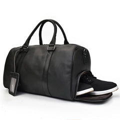 Cool Black Coffee Leather Men Barrel Overnight Bags Travel Bags Weekender Bags For Men