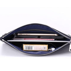 Handmade Leather Mens Clutch Cool Slim Wallet Zipper Clutch Wristlet Wallet for Men - imessengerbags