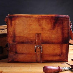 Handmade Vintage Brown Leather Mens Messenger Bag Shoulder Bag for Men - imessengerbags