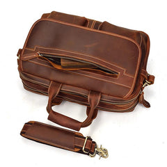 Vintage Leather Briefcase Handbag 14inch Laptop Bag Business Bag Shoulder Bags For Men - imessengerbags