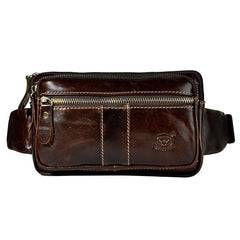 Cool Leather Mens Fanny Pack Waist Bag Hip Pack Belt Bag Bumbag for Men