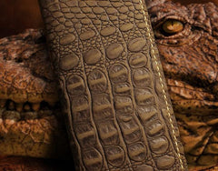 Handmade Leather Alligator Pattern Mens Cool Travel Long Wallet Card Holder Card Slim Clutch Wallets for Men - imessengerbags