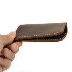 Cool Handmade Leather Mens Brown Bifold billfold Wallet Small Wallet  for Men - imessengerbags