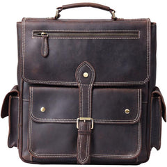 Handmade Leather Mens Cool Backpack Messenger Bag Briefcase Work Bag Business Bag for men - imessengerbags