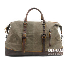 Mens Waxed Large Canvas Weekender Bag Canvas Travel Bag Canvas Overnight Bag for Men