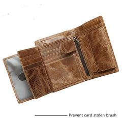 Cool Leather Mens Small Wallet billfold Bifold Wallet Front Pocket Wallet for Men - imessengerbags