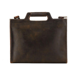 Vintage Leather Men Work 11inch Briefcase Handbag Shoulder Bags Work Bag For Men - imessengerbags