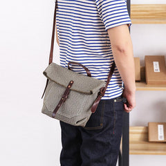 Canvas Mens Womens Small Side Bag Black Handbag Shoulder Bag Messenger Bag for Men