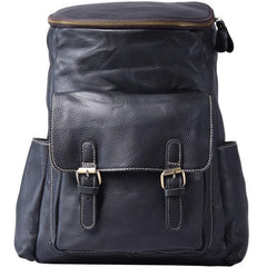 Genuine Leather Mens Cool Backpack Sling Bag Large Black Travel Bag Hiking Bag for men