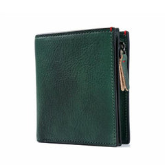 Handmade Mens Cool billfold Leather Wallet Men Small Zipper Wallets Bifold for Men - imessengerbags