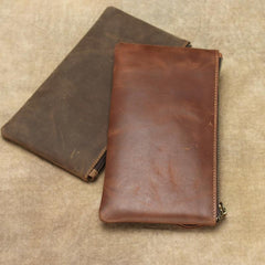 Retro MENS LEATHER SLIM ZIPPER CLUTCH WALLET PURSE BAG CLUTCH BAG FOR MEN