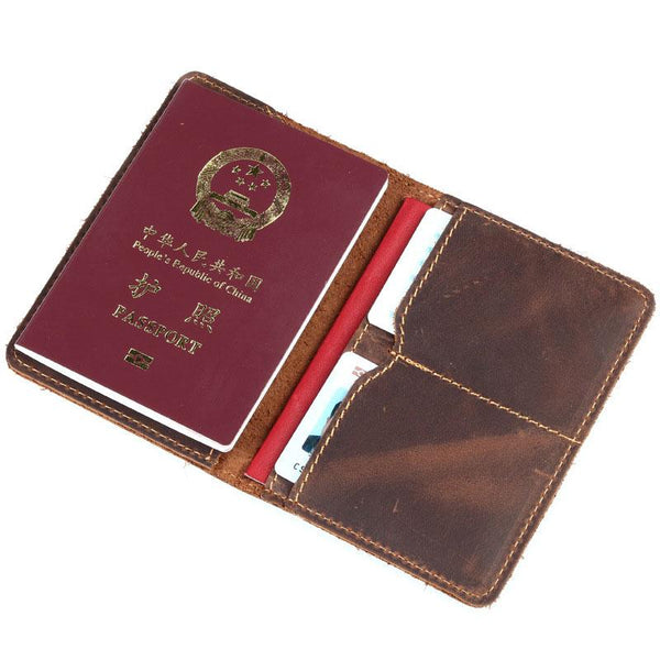 Mens Slim Leather Passport Wallet Bifold Long Passport Wallet Travel Wallet For Men - imessengerbags