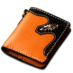 Handmade Leather Trucker Bag Mens billfold Wallet Cool Chain Wallet Biker Wallet for Men