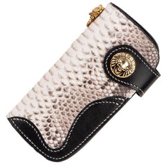 Handmade Leather Black Mens Chain Biker Wallet Cool Leather Wallet Long Clutch Wallets for Men - imessengerbags
