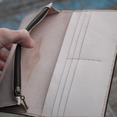 Handmade Mens Vintage Leather Long Biker Wallet Cool Long Chain Wallet for Men - imessengerbags
