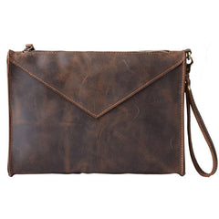 Handmade Leather Mens Clutch Cool Slim BagZipper Clutch Wristlet Wallet for Men - imessengerbags