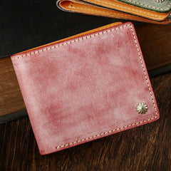 Casual Handmade Mens Black billfold Wallet Red Bifold Card Wallet Small Wallet For Men - imessengerbags