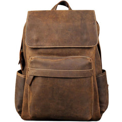Genuine Leather Mens Cool Backpack Sling Bag Large Brown Travel Bag Hiking Bag for men - imessengerbags