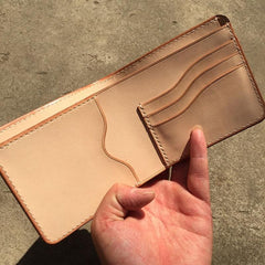 Handmade Leather Mens Cool billfold Leather Wallet Men Small Wallets Bifold for Men - imessengerbags