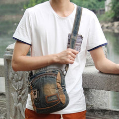 Denim Blue Mens Postman Bag Casual Small Vertical Messenger Bag Jean Courier Bag For Men - imessengerbags