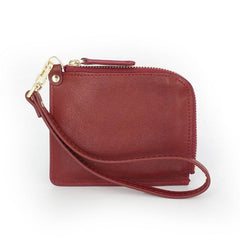 Leather Mens Zipper Small Wallet Wristlet Wallet Clutch Wallet Small Wallet for Men - imessengerbags