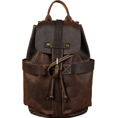 Genuine Leather Mens Cool Backpack Sling Bag Large Coffee Travel Bag Hiking Bag for men - imessengerbags