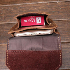 Leather Mens Cigarette Case with Belt Loop Cell Phone Holster Belt Pouch for Men