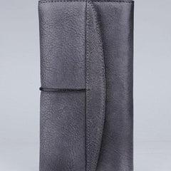 Handmade Leather Mens Cool Long Leather Wallet Trifold Clutch Wallet for Men - imessengerbags