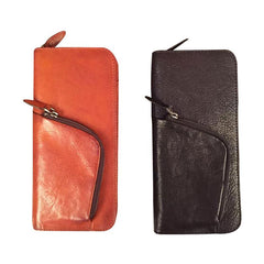 Genuine Leather Mens Cool Long Leather Phone Wallet Zipper Clutch Wristlet Wallet for Men - imessengerbags