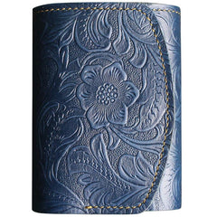 Handmade Leather Floral Mens Trifold Cool billfold Wallet Card Holder Small Card Slim Wallets for Men - imessengerbags