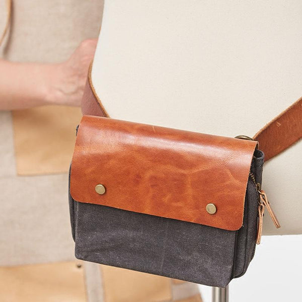 Canvas Leather Mens Belt Pouch Waist Bag Fanny Pack Small Side Bag for Men - imessengerbags