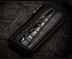 Handmade Leather Mens Chain Biker Wallet Cool Leather Wallet Long Clutch Wallets for Men