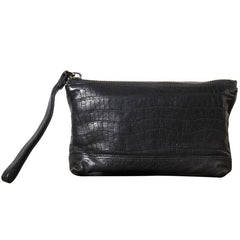 Genuine Leather Mens Clutch Cool Slim Wallet Zipper Clutch Wristlet Wallet for Men - imessengerbags