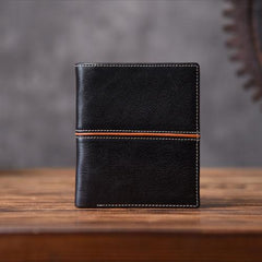 Handmade Leather Mens Cool Slim Leather Wallet Men Small Wallets Bifold for Men - imessengerbags