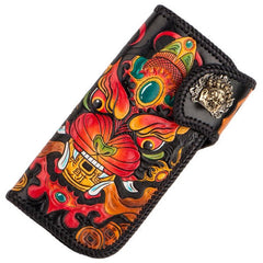 Handmade Leather Monster Mens Chain Biker Wallet Cool Leather Wallet Long Phone Wallets for Men