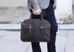 Handmade Leather Mens Cool Messenger Bag Briefcase Work Bag Business Bag for men