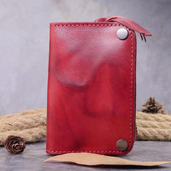 Brown Leather Key Case Key Wallet Men's Dark Coffee Key Holder Red Card Holder For Men - imessengerbags